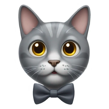 Grey cat with bow tie with shocked expression sticker