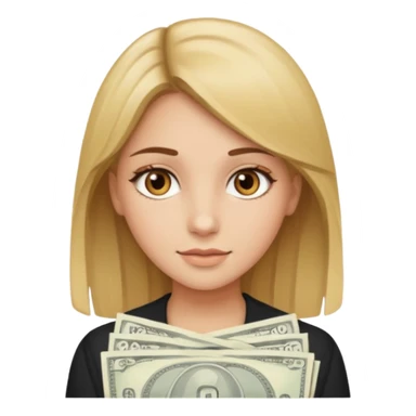 a girl with brown eyes,brown hair,and blonde money pieces sticker