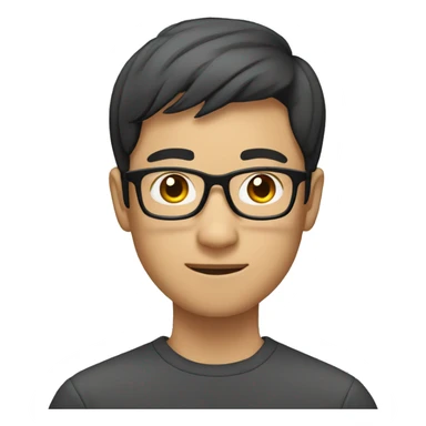 asian male with glasses and short hair sticker