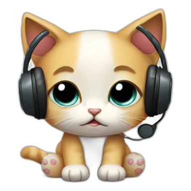 sad kitten listening to music with tears in her eyes sticker