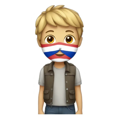 A boy with French flag sticker