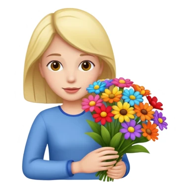 flower-holding person bouqet sticker