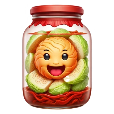 chopped up Kimchi Cinematic Realistic Kimchi Dish Emoji, depicted as spicy, fermented cabbage with vibrant red hues neatly served in a traditional jar, rendered with dynamic textures and bold, appetizing lighting. sticker