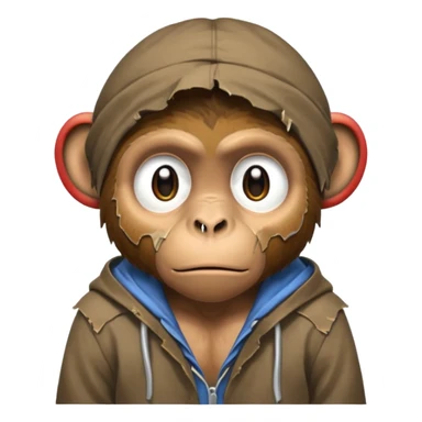 homeless poor monkey with torn clothes  sticker