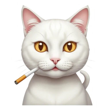 White cat with a cigarette in it’s mouth  sticker