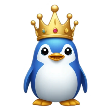 kawaï blue pudgy penguin wearing a golden crown sticker
