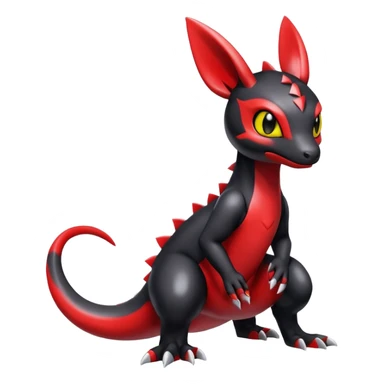 Cute Shiny Guilmon-Salandit-Umbreon-Fakémon-hybrid-creature (full body)  sticker