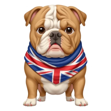 bulldog with a British flag scarf sticker