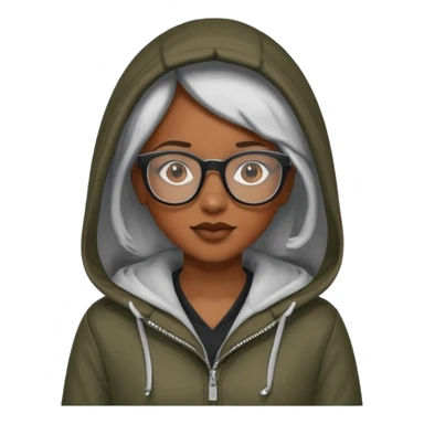 black woman in hooded jackets and glasses sticker