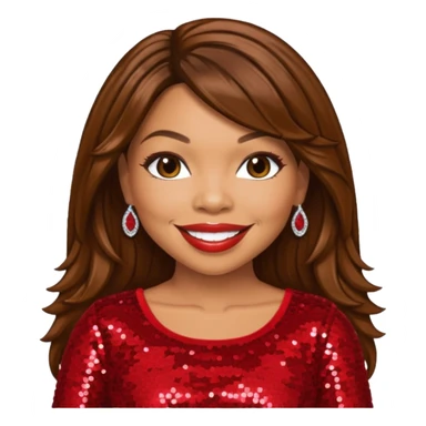 Tisha Campbell with long brown hair, red sequin outfit  sticker
