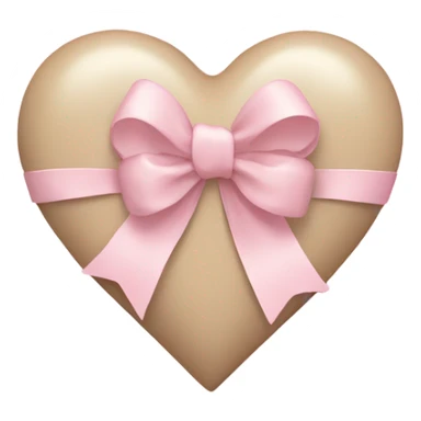 A light beige coloured heart with a light pink bow wrapping it sticker