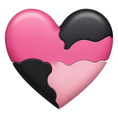 Yarısı siyah yarısı pembe kalp sticker