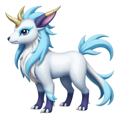 Shiny Glossy Pastel Light Divine Goated Beautiful Floral Snowy Pretty Absol-Amaura-Suicune-Cobalion-fusion, full body sticker
