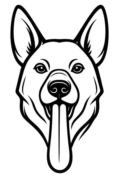 Make the dog's tongue much longer, keep the dog detailed vector style, transparent background. sticker