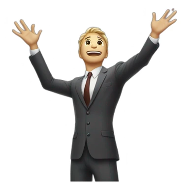 man in suit arms in the air summoning something sticker