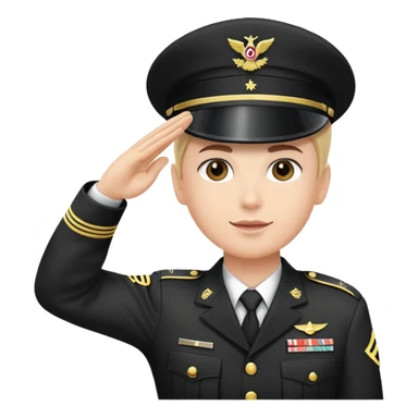 Создай аватарку военнослужащего в форме выполняющего воинское приветствие в фас (на голове у него фуражка с черным козырьком, к которому он прикладывает руку). sticker