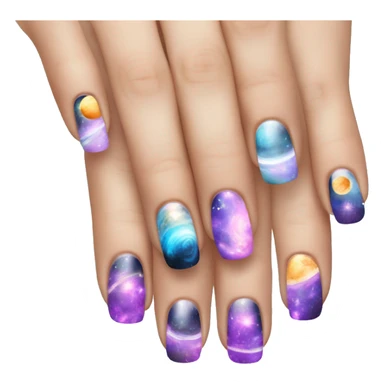 manicure with planets sticker