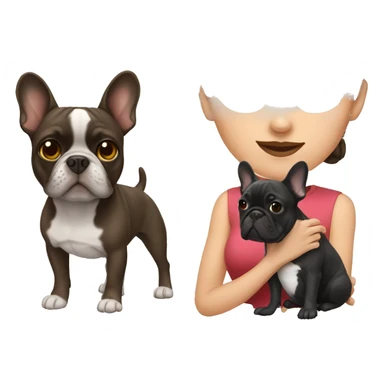 Brunette with French bulldog sticker