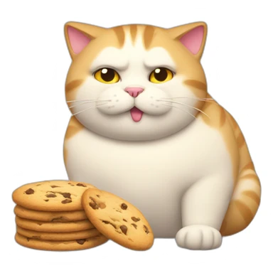 fat cat eating cookies looking busted sticker