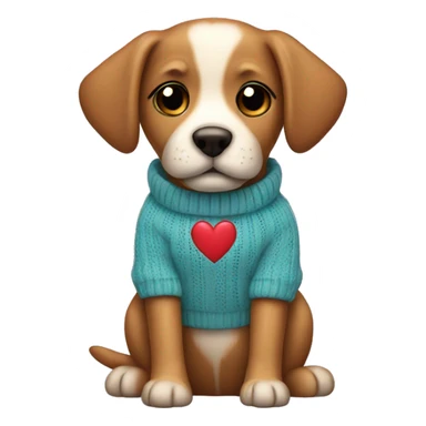 Dog with heart sweater sticker