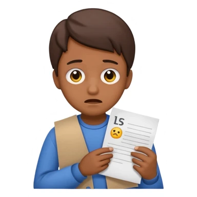 emoji student sad holding paper IELTS 5.5, crying, failure, white background sticker