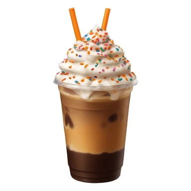 Dunkin’ iced coffee with foam and sprinkles on top.  sticker