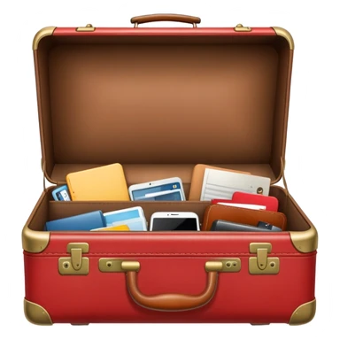 red open suitcase sticker