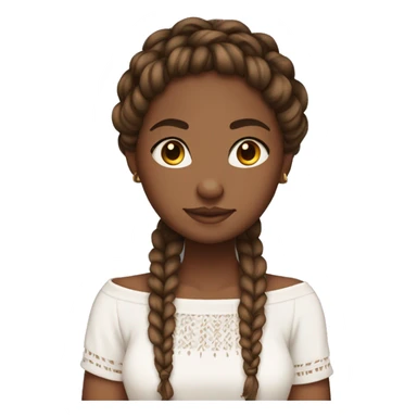 brown skin girl with white off the shoulder shirt and boho braids sticker