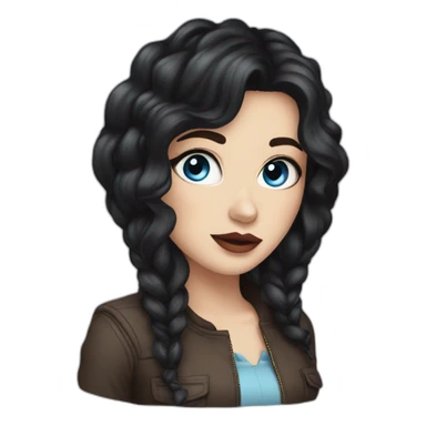 White girl, black hair, blue eyes, big lips, nice clothes  sticker