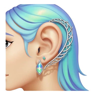 Elvish fae shiny sparkly iridescent translucent diaphanous ear climber ear cuff sticker