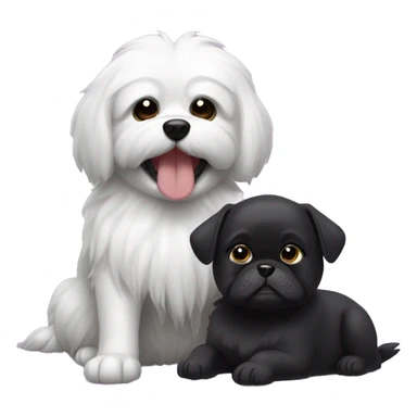 shizu dog and black toy puddle faces together happy sticker