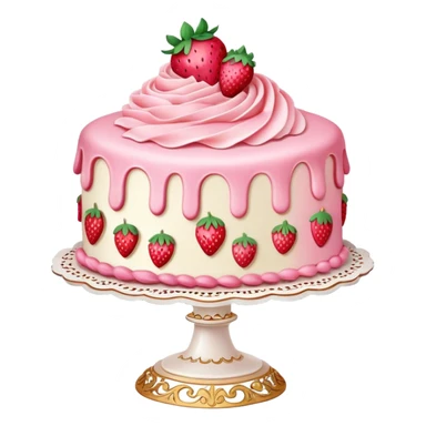 pink vintage coquette strawberry cake  sticker