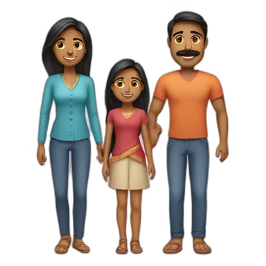 indian family with one dad straight hair and one son straight hair sticker