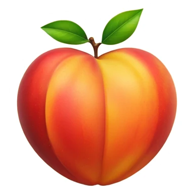 single nectarine, smooth glossy skin, red, orange, yellow gradients, round, slightly heart-shaped, no fuzz, natural highlight, optional green leaf, subtle striations, no blemishes, 3D, clean, minimal, soft shadows, transparent background, emoji scale sticker