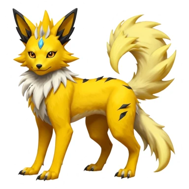 Feral Quadrupedal Digitigrade Luxray-Jolteon-Renamon-Zeraora-Vernid-Sergal-fusion-hybrid-creature, full body  sticker