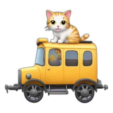 Cat dans voiture sur train sticker