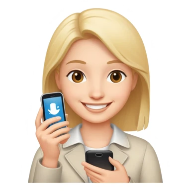 smiling human with a phone sticker