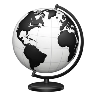 Black and white line work globe sticker