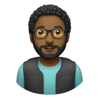 Black Male Programmer With Beard & Round Glasses sticker