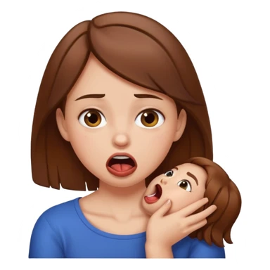 Make a emjoi of a brown hair girl choking herself In a joking way sticker