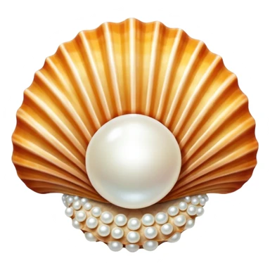 A seashell with a pearl inside, sparkling in the sunlight. sticker