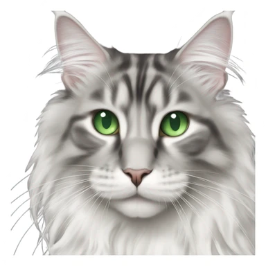 White and grey main coon cat with green eyes sticker