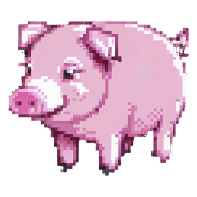 minecraft pig full body pink blocky animal square head square body sticker
