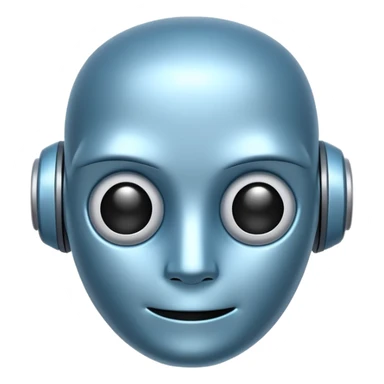 light blue AI emoji with a robot head sticker