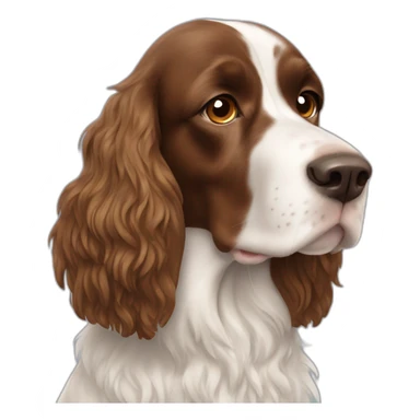 Springer spaniel with man and woman with long light hair sticker