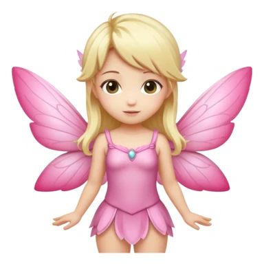 fairy with blonde hair, pink wings, chibi full body sticker