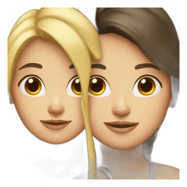 Blonde girl with a brunette girl sticker