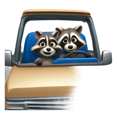 Raccoon driving blue pickup truck with girlfriend raccoon  sticker