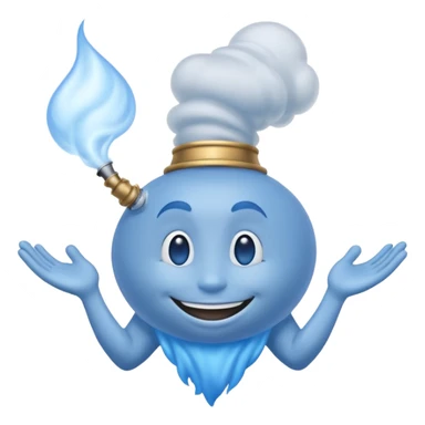 blue genie emerging smoke. sticker