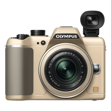 Extremely abstract Olympus Superzoom 70G camera, grayish-beige color, just the silhouette outline with no internal details sticker